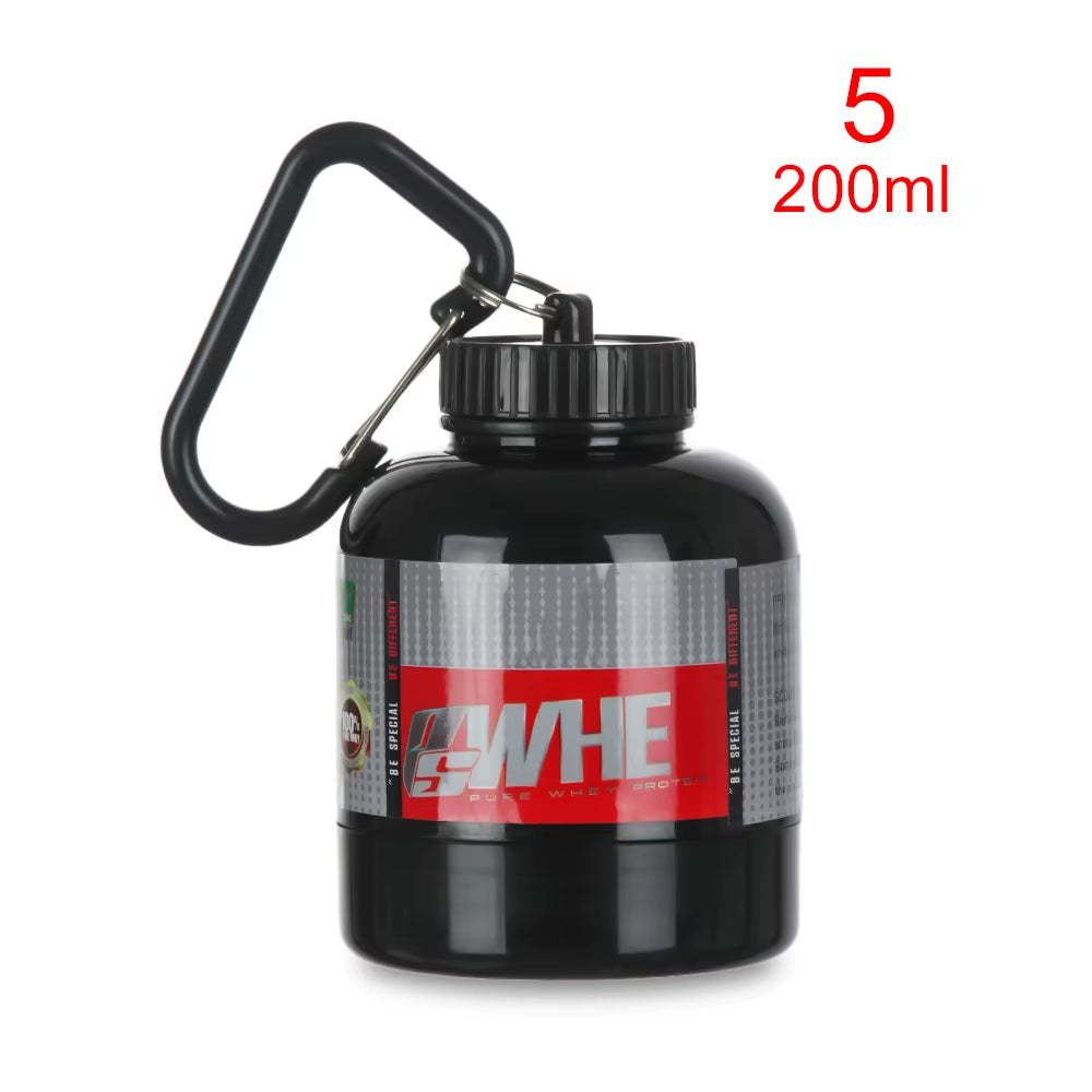Portable Protein Powder Bottles with Keychain Mini Health Funnel Medicine Bottle Advertising Health Funnel Medicine Holder