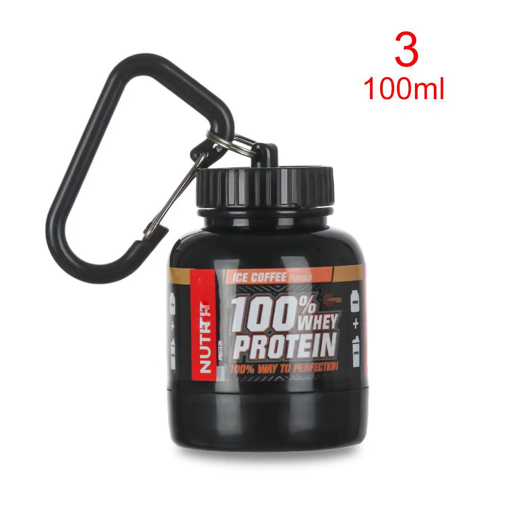 Portable Protein Powder Bottles with Keychain Mini Health Funnel Medicine Bottle Advertising Health Funnel Medicine Holder