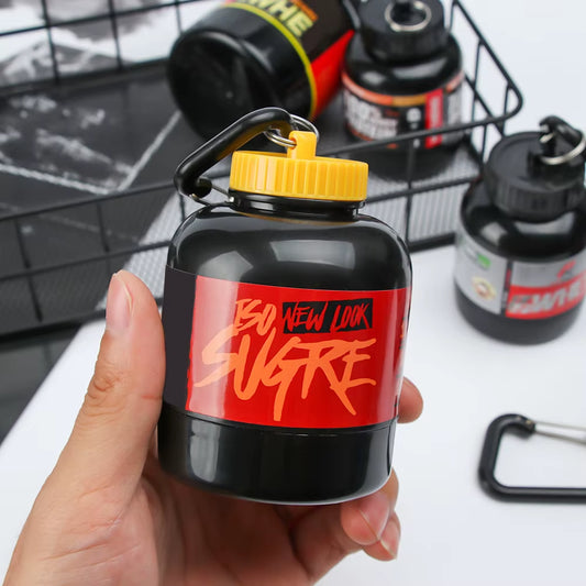 Portable Protein Powder Bottles with Keychain Mini Health Funnel Medicine Bottle Advertising Health Funnel Medicine Holder