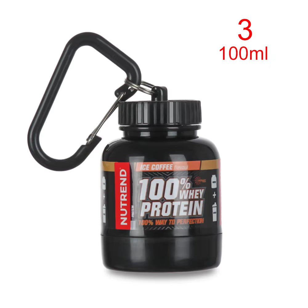 Portable Protein Powder Bottles with Keychain Mini Health Funnel Medicine Bottle Advertising Health Funnel Medicine Holder