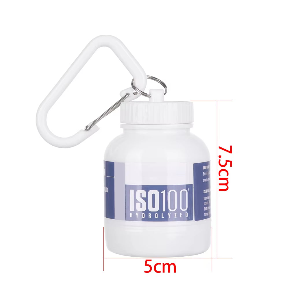 Portable Protein Powder Bottles with Keychain Mini Health Funnel Medicine Bottle Advertising Health Funnel Medicine Holder