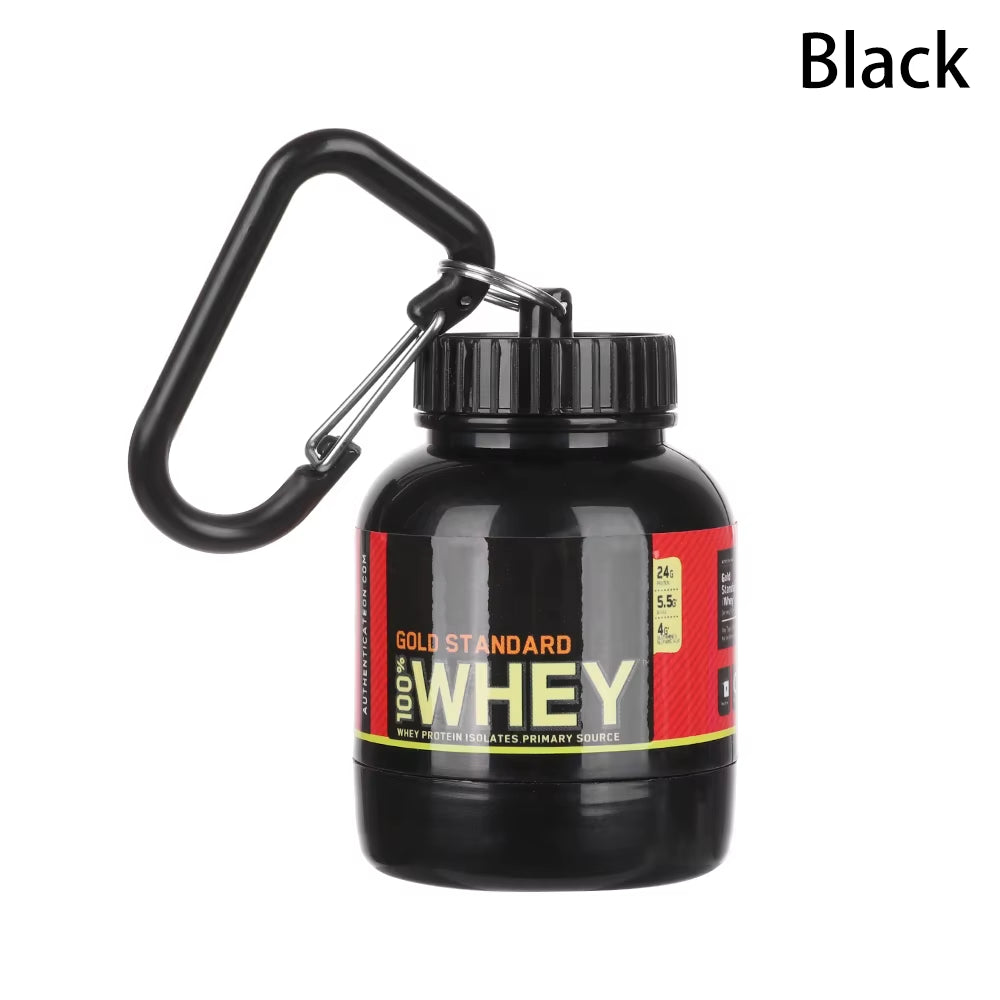 Portable Protein Powder Bottles with Keychain Mini Health Funnel Medicine Bottle Advertising Health Funnel Medicine Holder