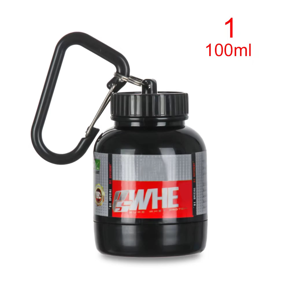 Portable Protein Powder Bottles with Keychain Mini Health Funnel Medicine Bottle Advertising Health Funnel Medicine Holder