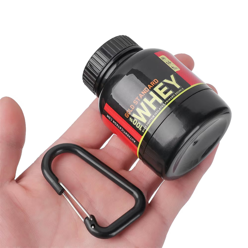 Portable Protein Powder Bottles with Keychain Mini Health Funnel Medicine Bottle Advertising Health Funnel Medicine Holder